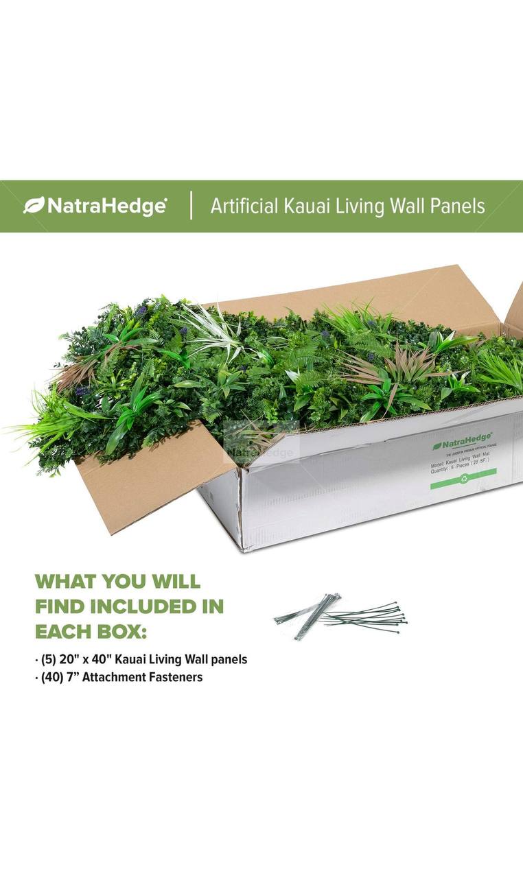 Artificial Kauai Living Wall Vertical Garden for Outdoor Hedge Installments or Indoor Decor (5 Pack) 28 SQF