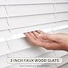 LOTUS & WINDOWARE Cordless Faux Wood Blinds – 48" x 60", 2" Horizontal Slats, Smooth Snow White
